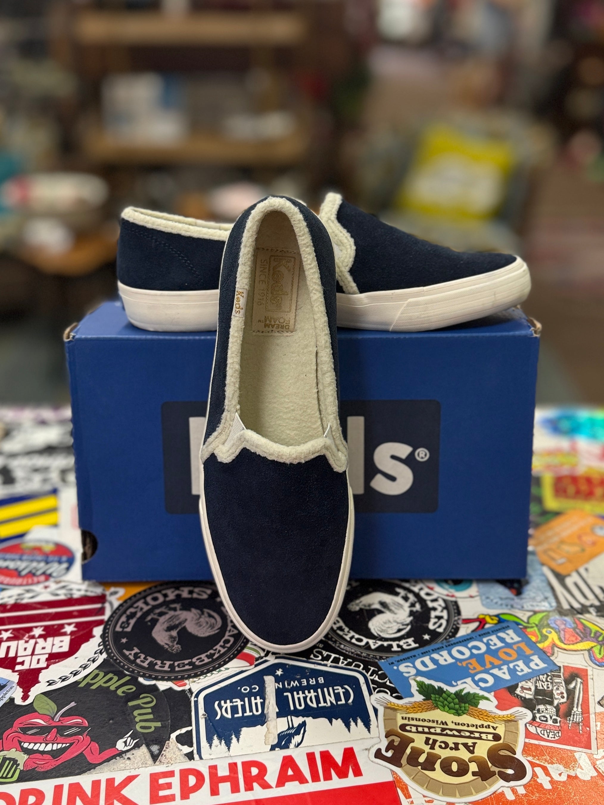 *NIB KEDS SUEDE & SHERPA SLIP ONS (org$65)