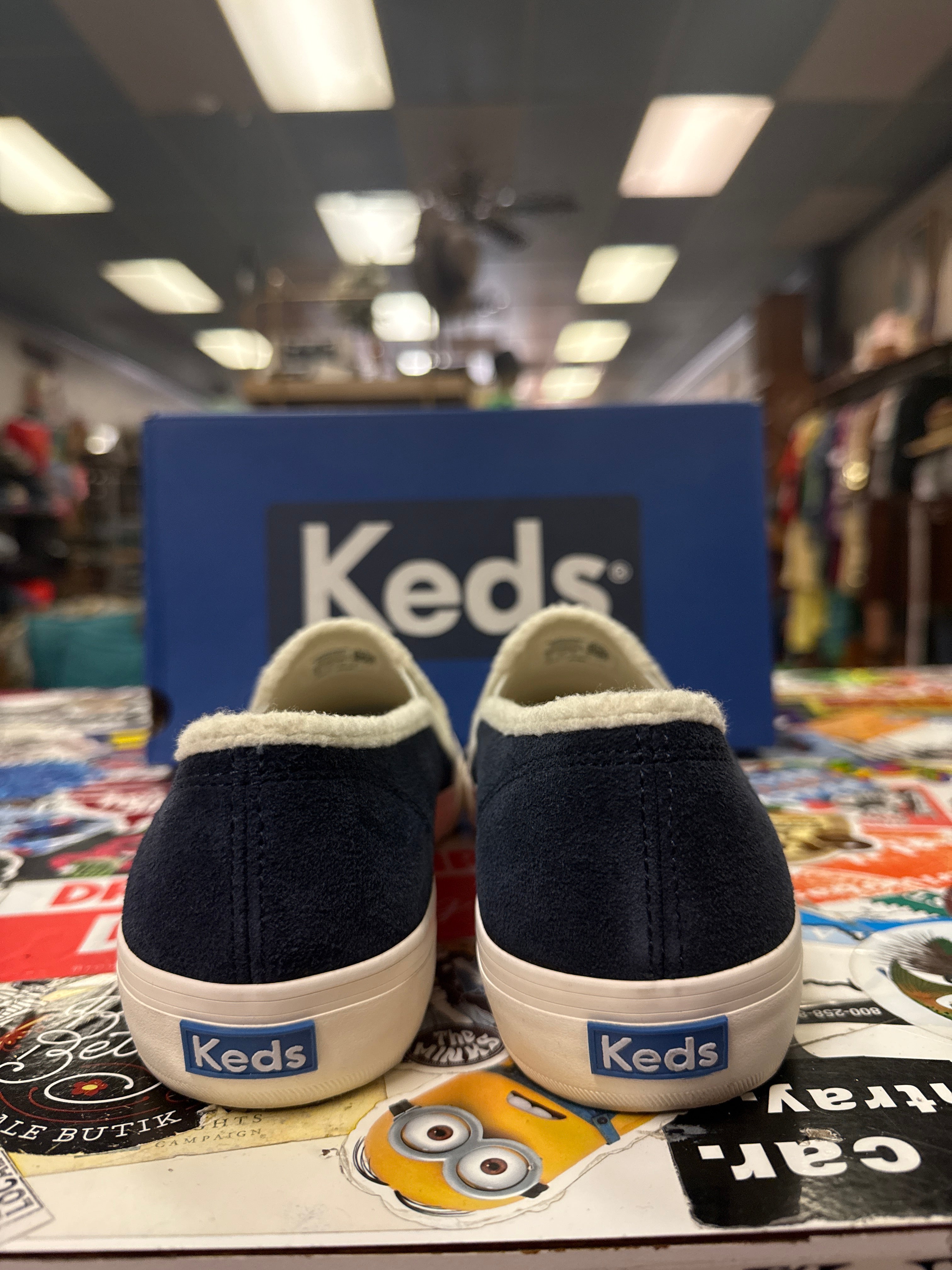 *NIB KEDS SUEDE & SHERPA SLIP ONS (org$65)