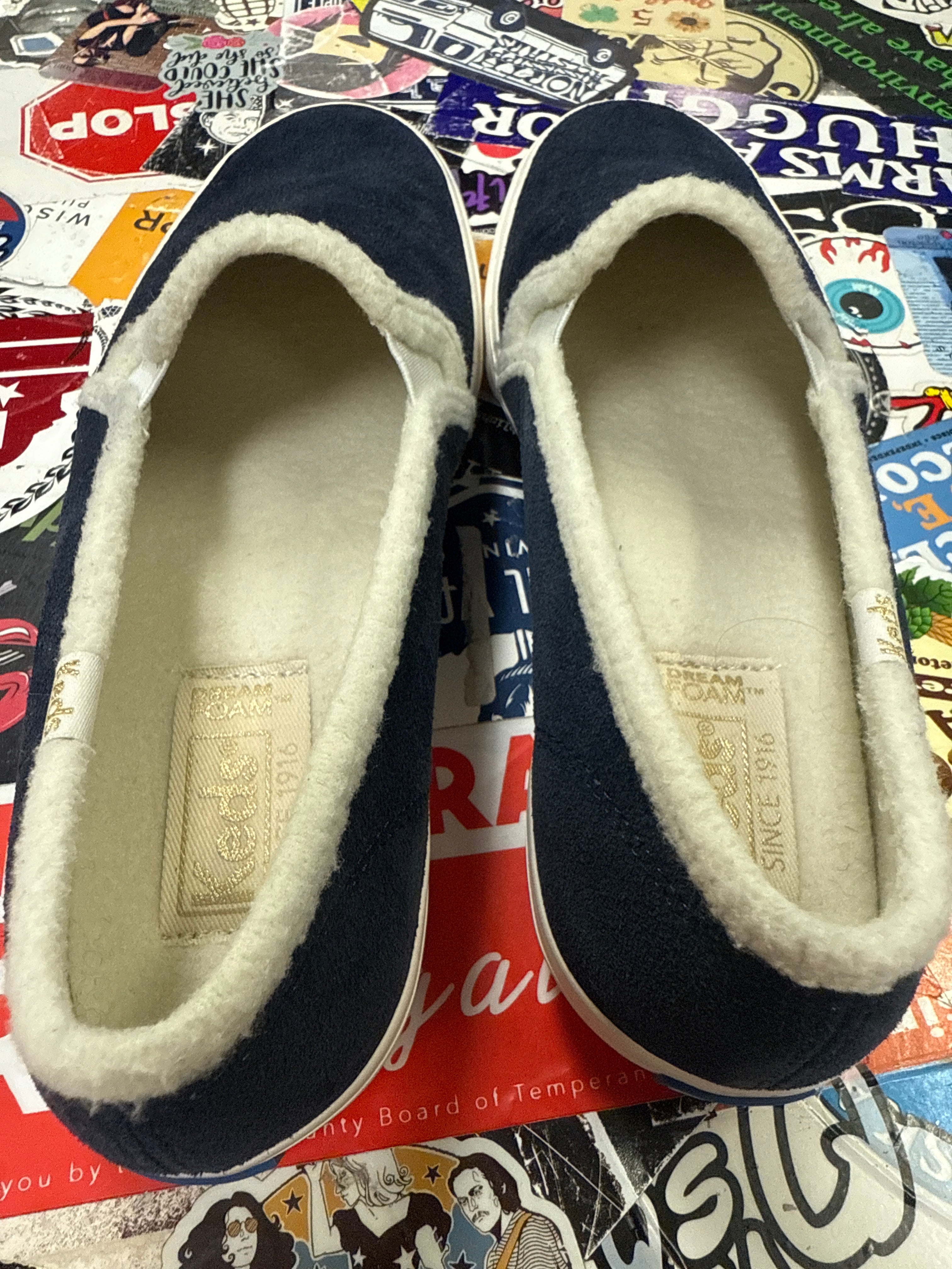 *NIB KEDS SUEDE & SHERPA SLIP ONS (org$65)