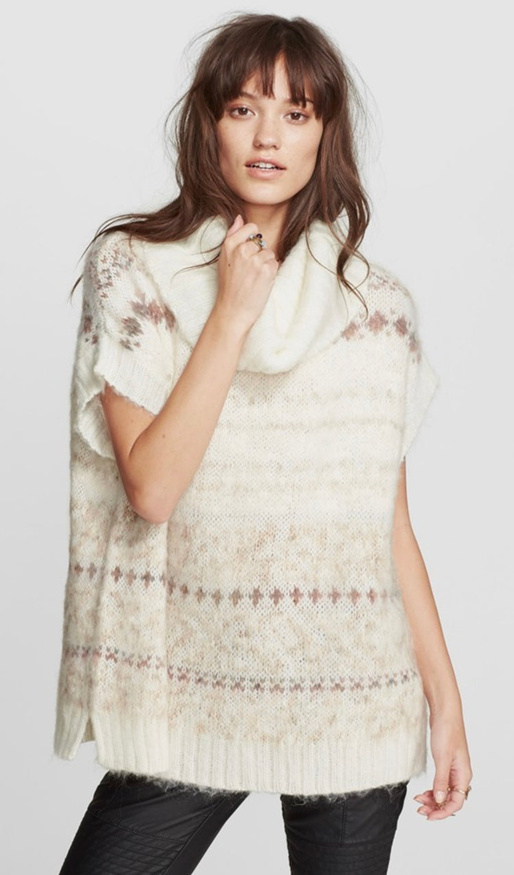 FREE PEOPLE FARE ISLE COWL NECK SWEATER