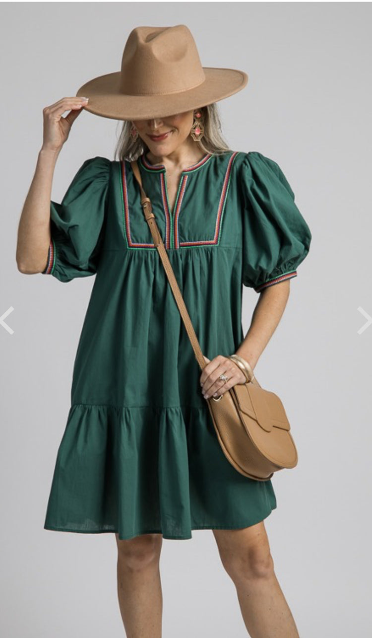 *NWT PINCH EMBROIDERED TRIM DRESS (org$76)
