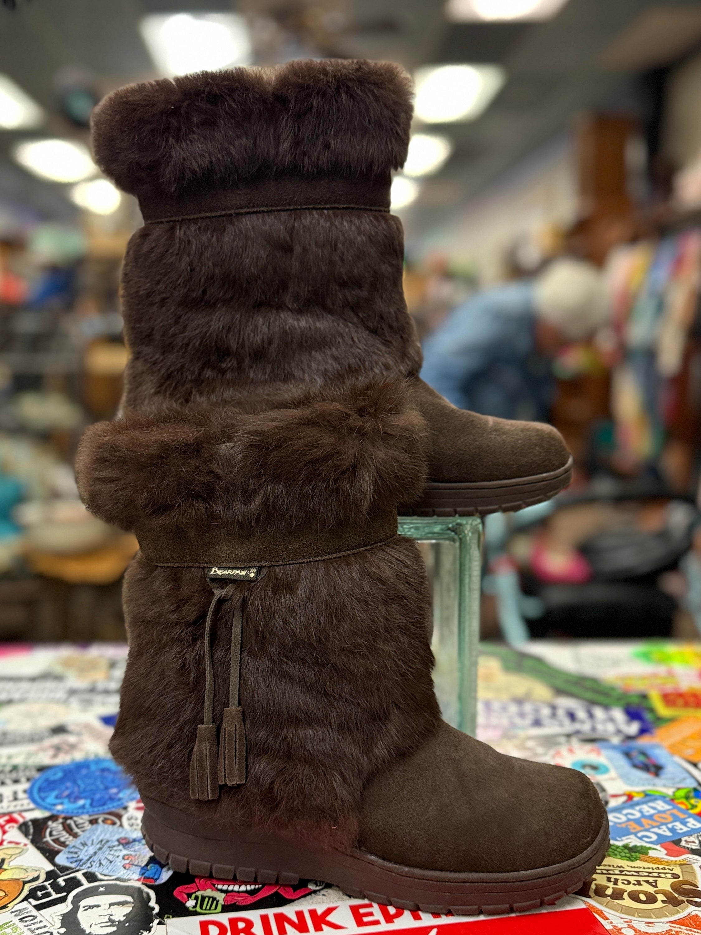 BEARPAW SUEDE & RABBIT FUR BOOTS (org$225)