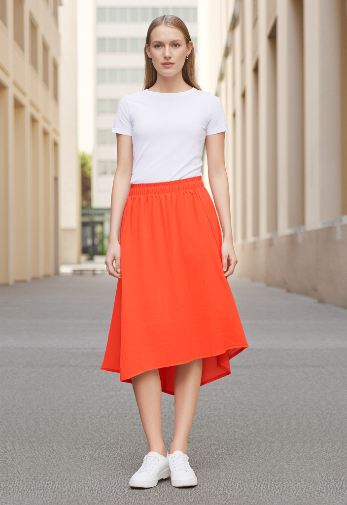 HAZEL HIGH-LOW MIDI SKIRT