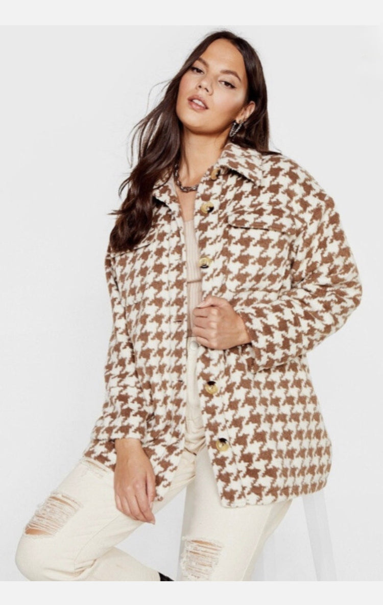 NASTY GAL HOUNDSTOOTH SHACKET