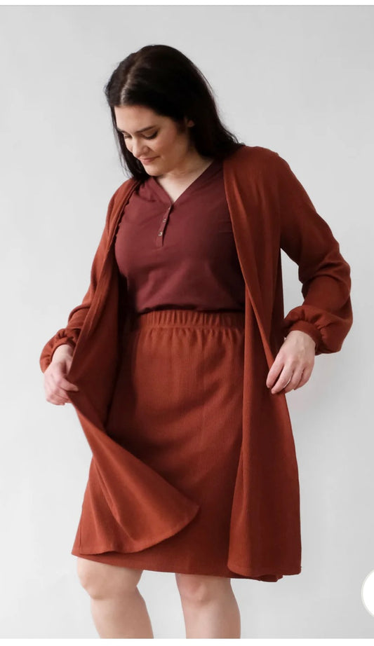 ELEGANTEES WAFFLE KNIT CARDIGAN