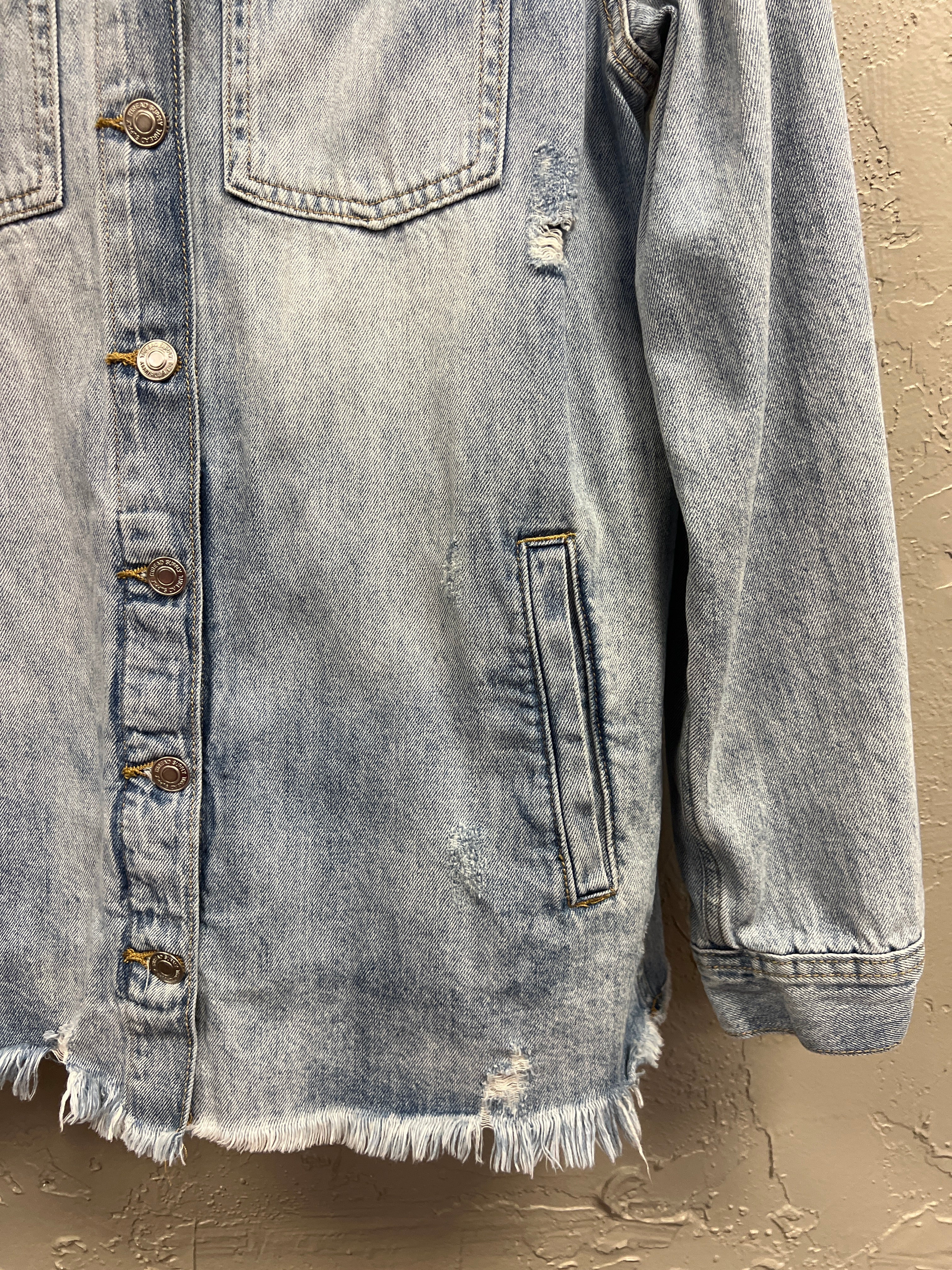 THREAD & SUPPLY DISTRESSED DENIM JACKET