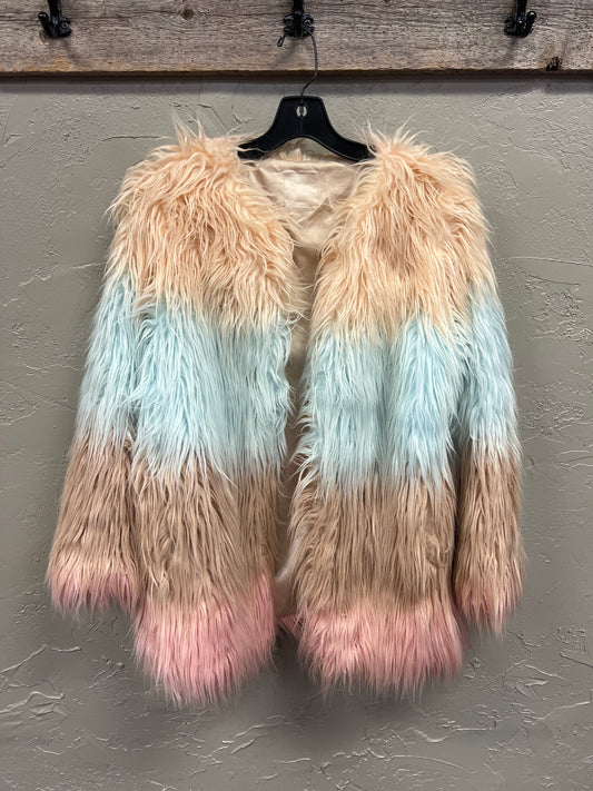 STRIPED FUZZY COAT