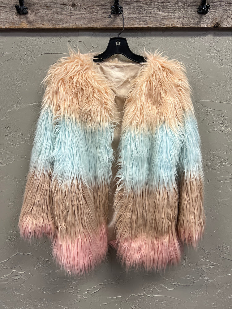 STRIPED FUZZY COAT