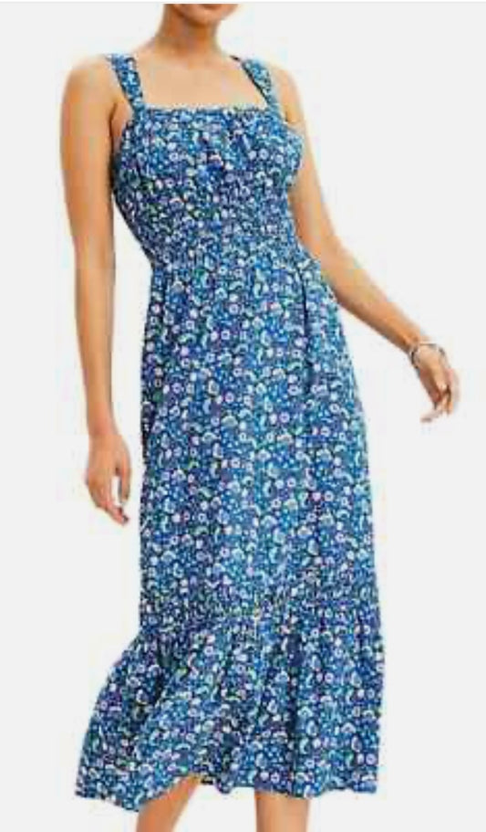 LOFT FLORAL FLOUNCE MAXI DRESS
