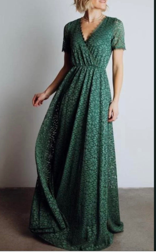 EMERALD GREEN LACE DRESS