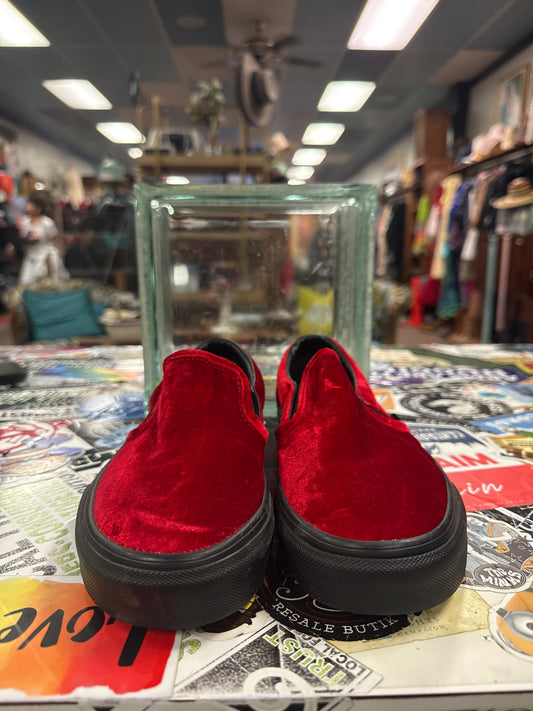 NWOT VANS RED VELVET SLIP ON