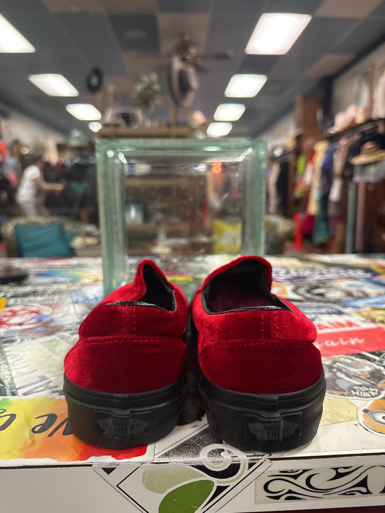NWOT VANS RED VELVET SLIP ON