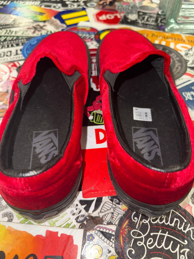 NWOT VANS RED VELVET SLIP ON