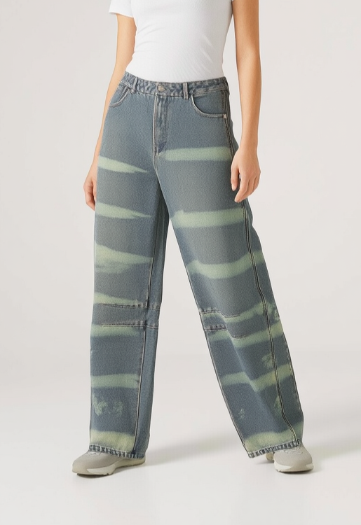 ZEBRA STRIPE BARREL JEAN