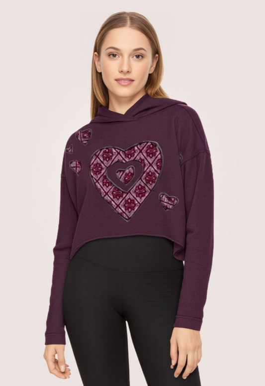 REBETTY HEART CROP HOODIE