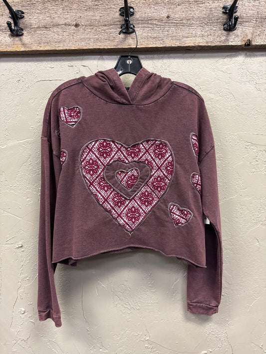 REBETTY HEART CROP HOODIE
