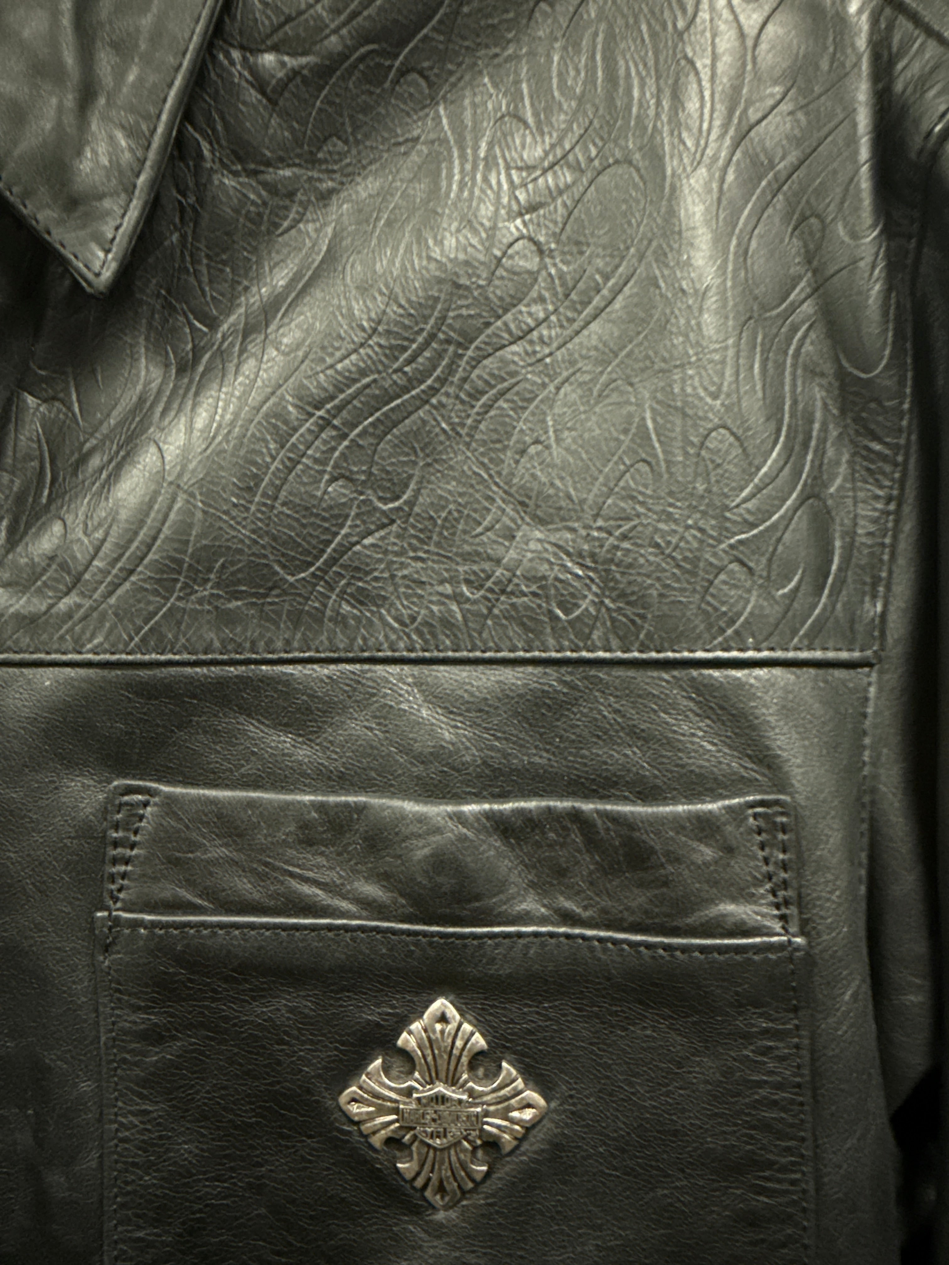 HD WOMEN’S GHOST FLAMES LEATHER JACKET