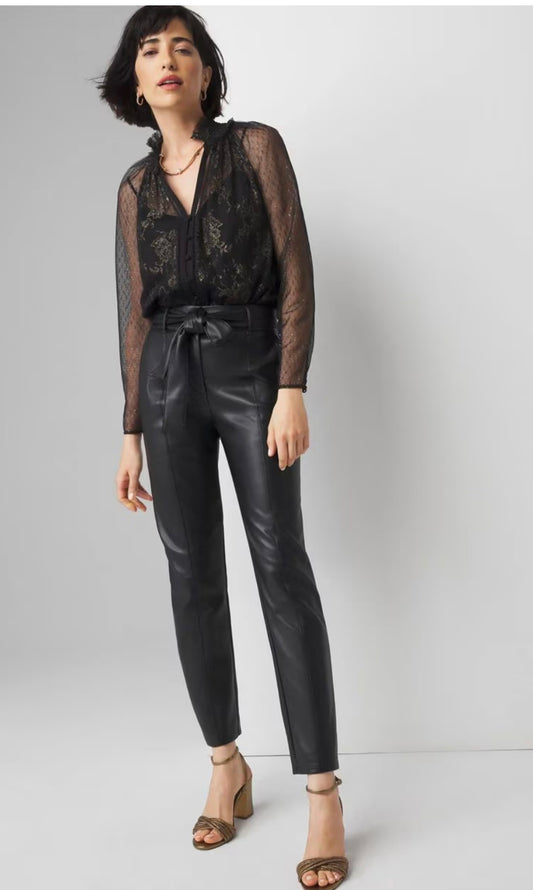 WHBM TAPERED VEGAN LEATHER PANTS (org$110)