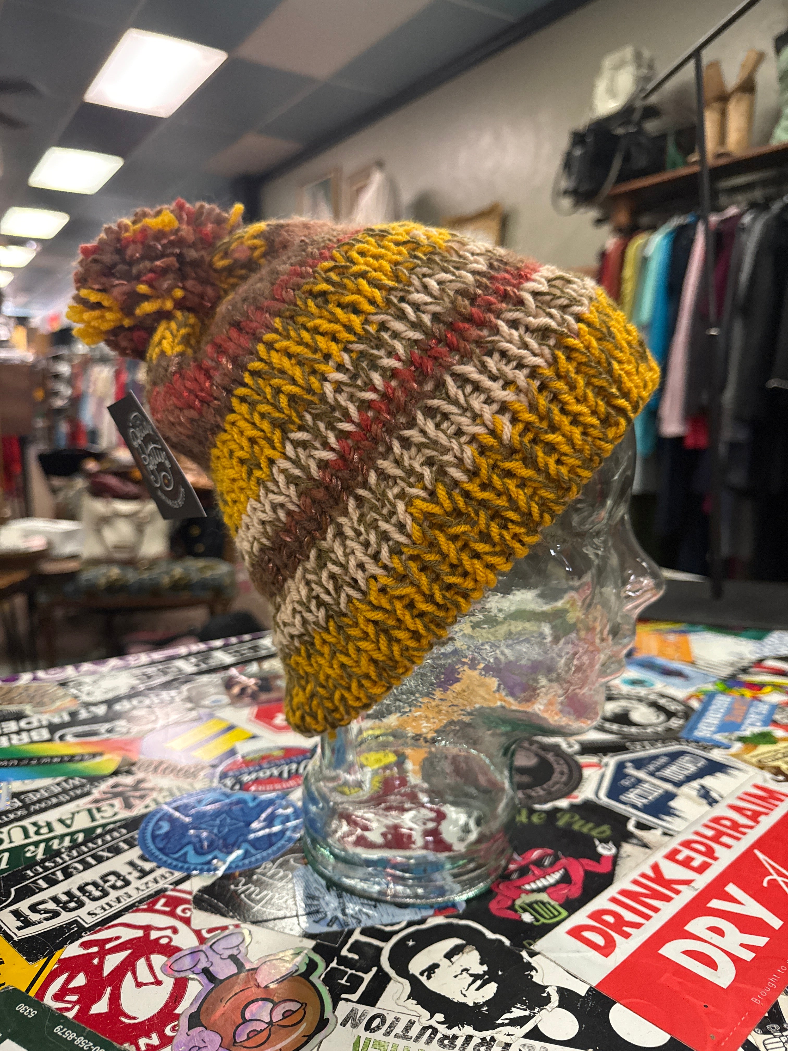 HAND KNIT POMPOM HATS