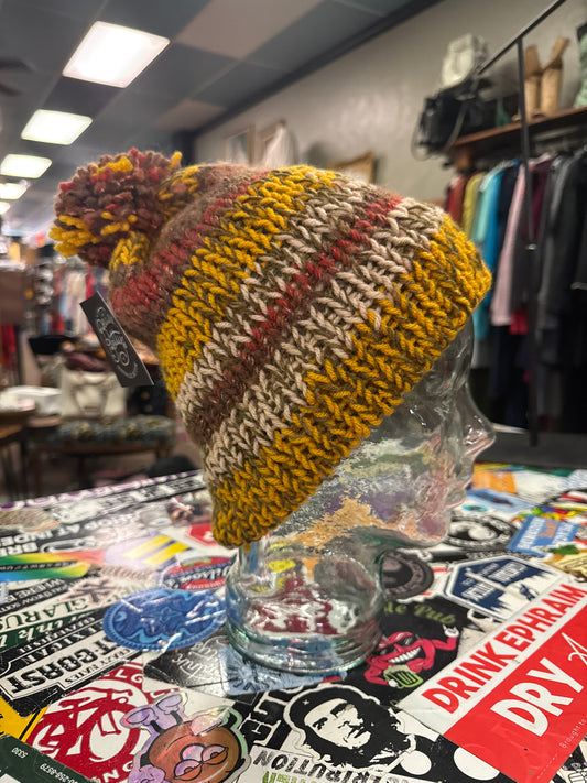 HAND KNIT POMPOM HATS