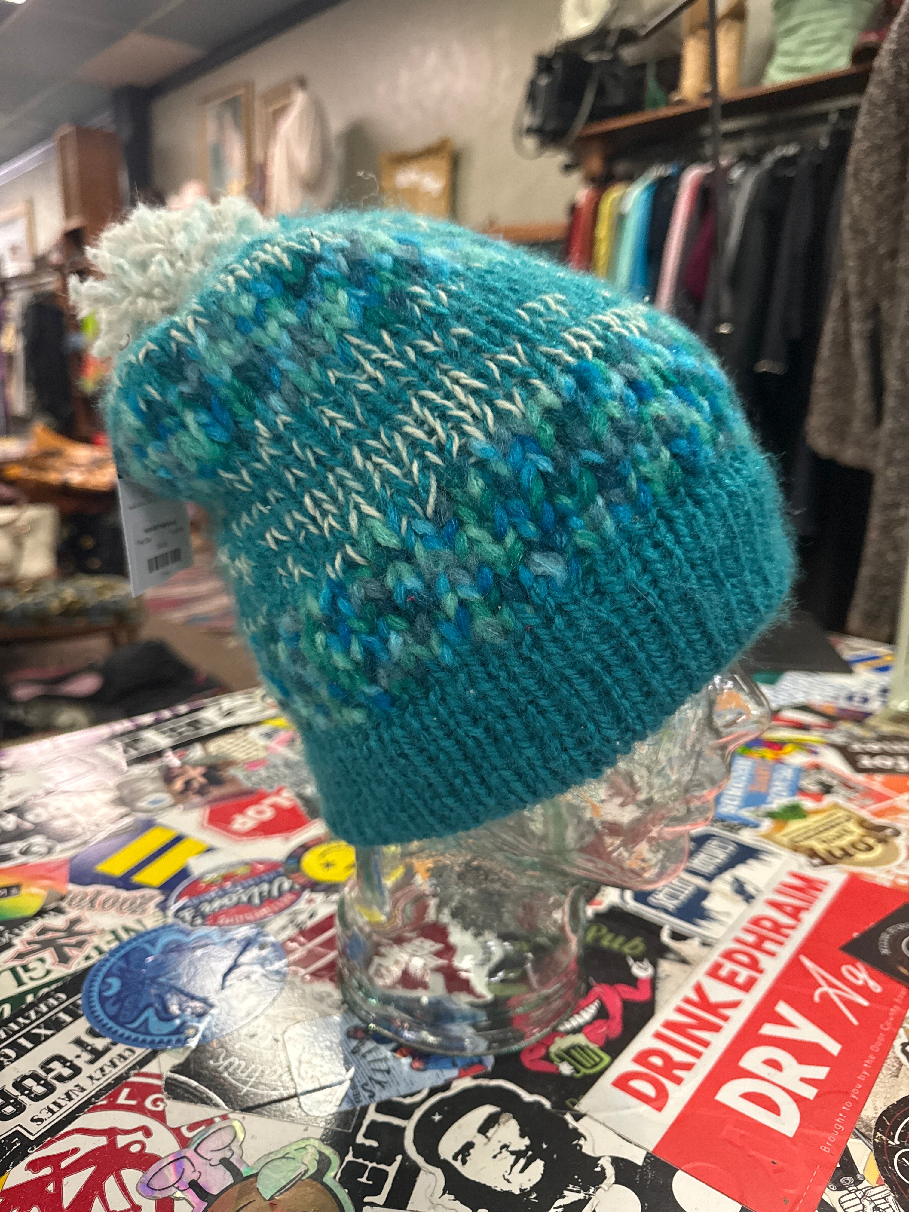 HAND KNIT POMPOM HATS