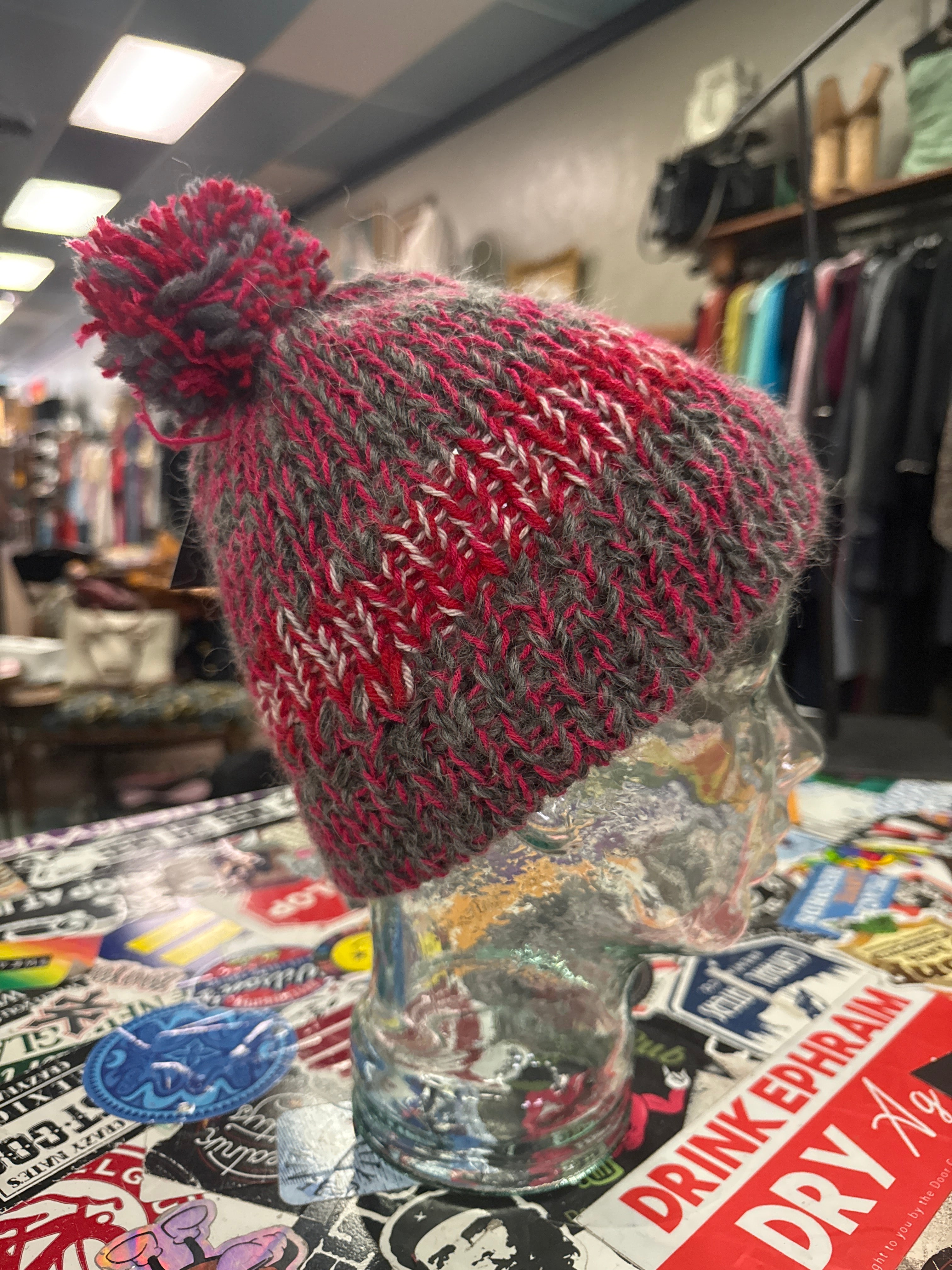 HAND KNIT POMPOM HATS