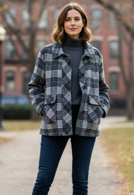 NWT WAY PLAID BOMBER JACKET (org$66)