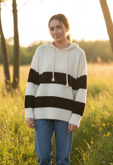 EN CREME HOODED SWEATER
