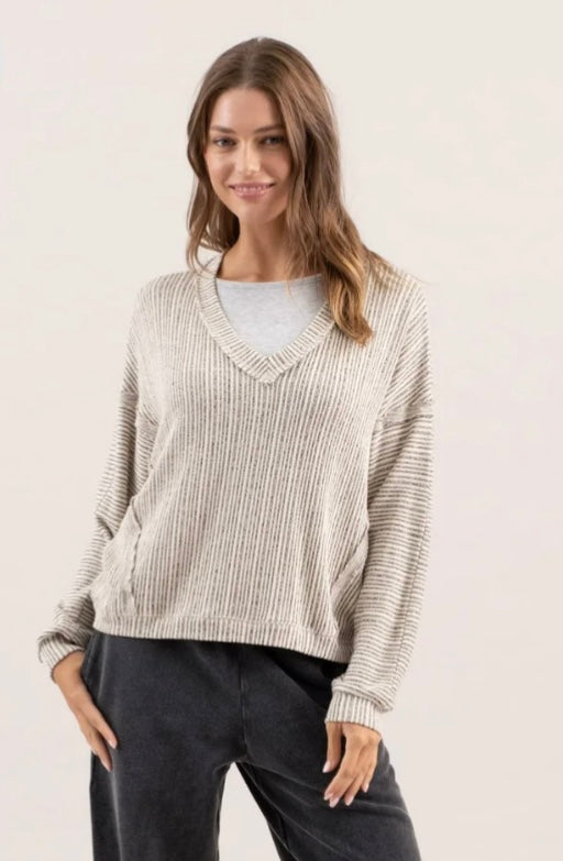 BLU PEPPER DROP SHOULDER V-NECK