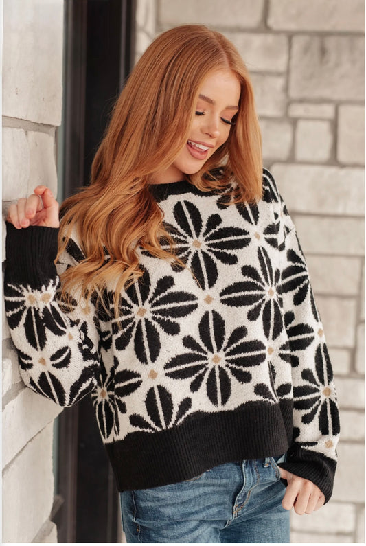 EN CREME MID MOD FLORAL SWEATER