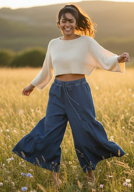 UMGEE WIDE LEG DENIM PANTS