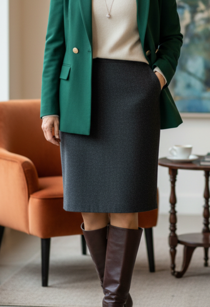 EF WOOL MIDI SKIRT (org$248)