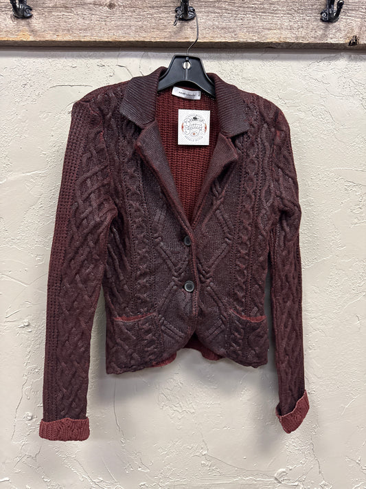 RENE LEZARD COATED WOOL CARDIGAN