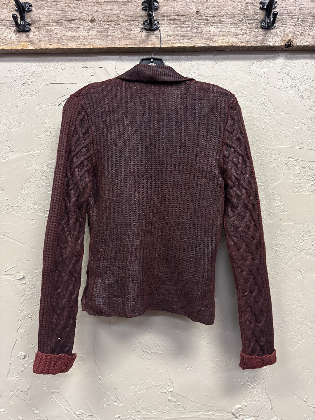 RENE LEZARD COATED WOOL CARDIGAN