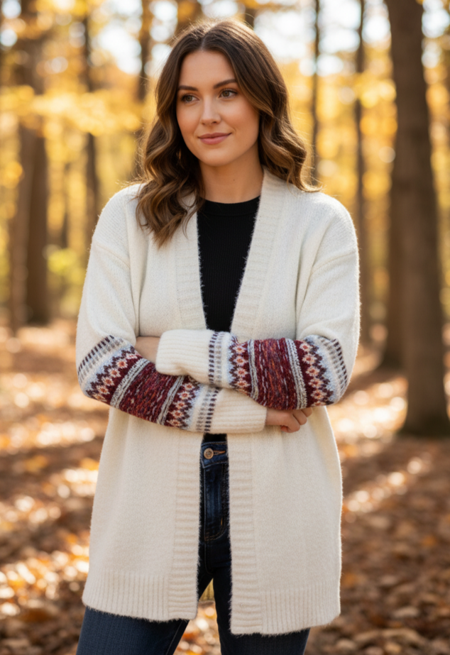 ADORA SLEEVE DETAIL OPEN CARDIGAN