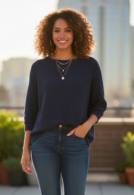 CHICOS DOLMAN SLEEVE SWEATER
