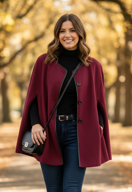 Nine West Faux-Leather Trim Cape (org$139)