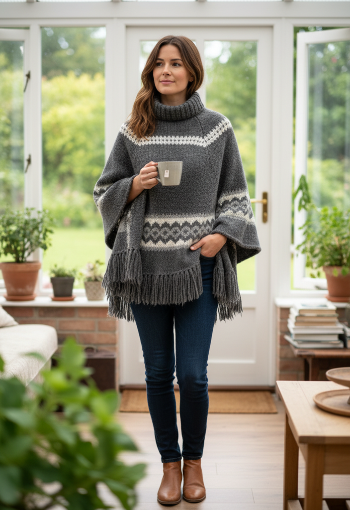 HAND KNIT WOOL PONCHO