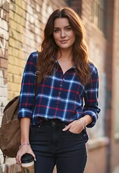 COLDWATER CREEK 1/2 BUTTON FLANNEL