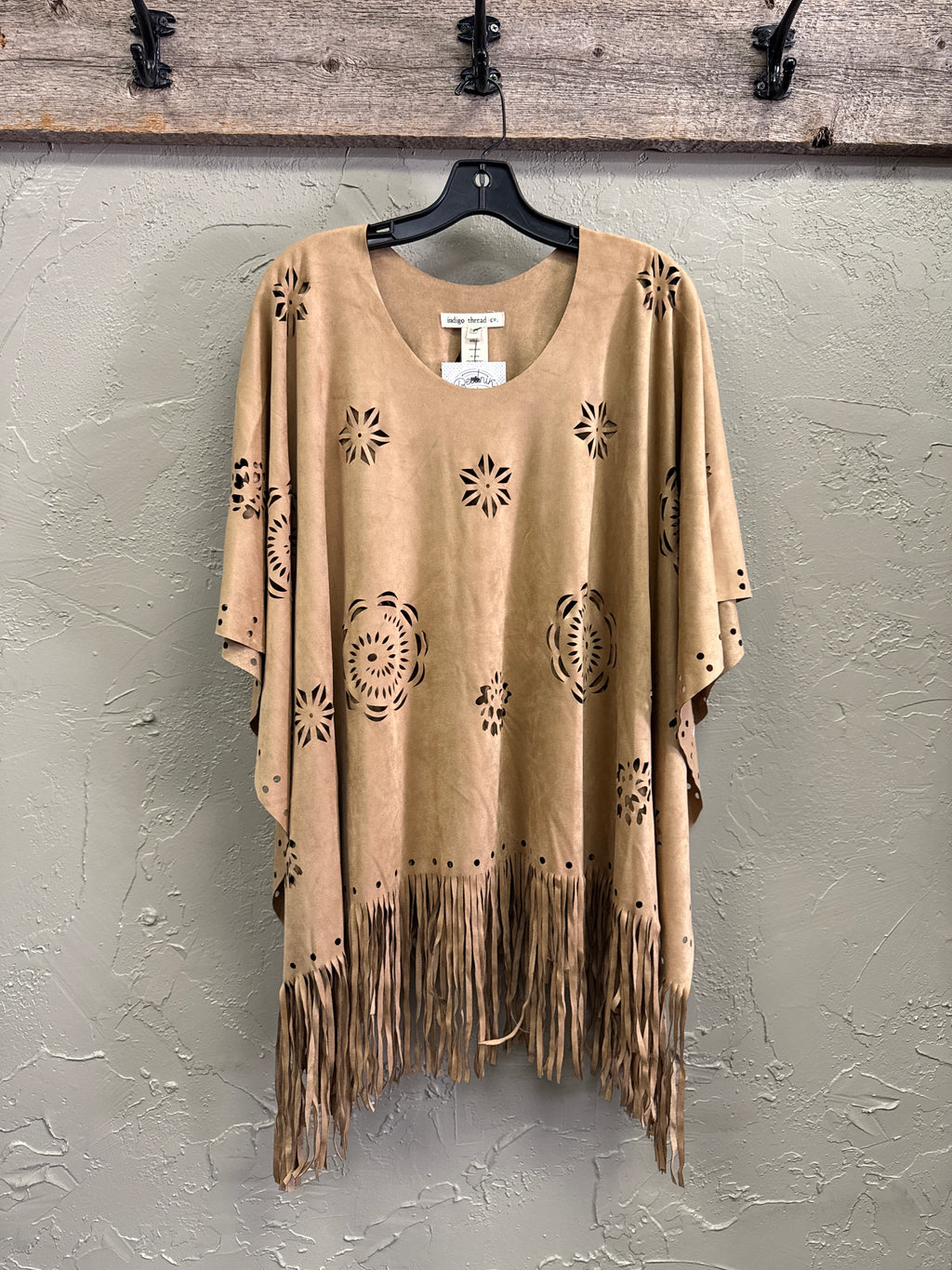 NWOT Indigo Thread Cutout Poncho