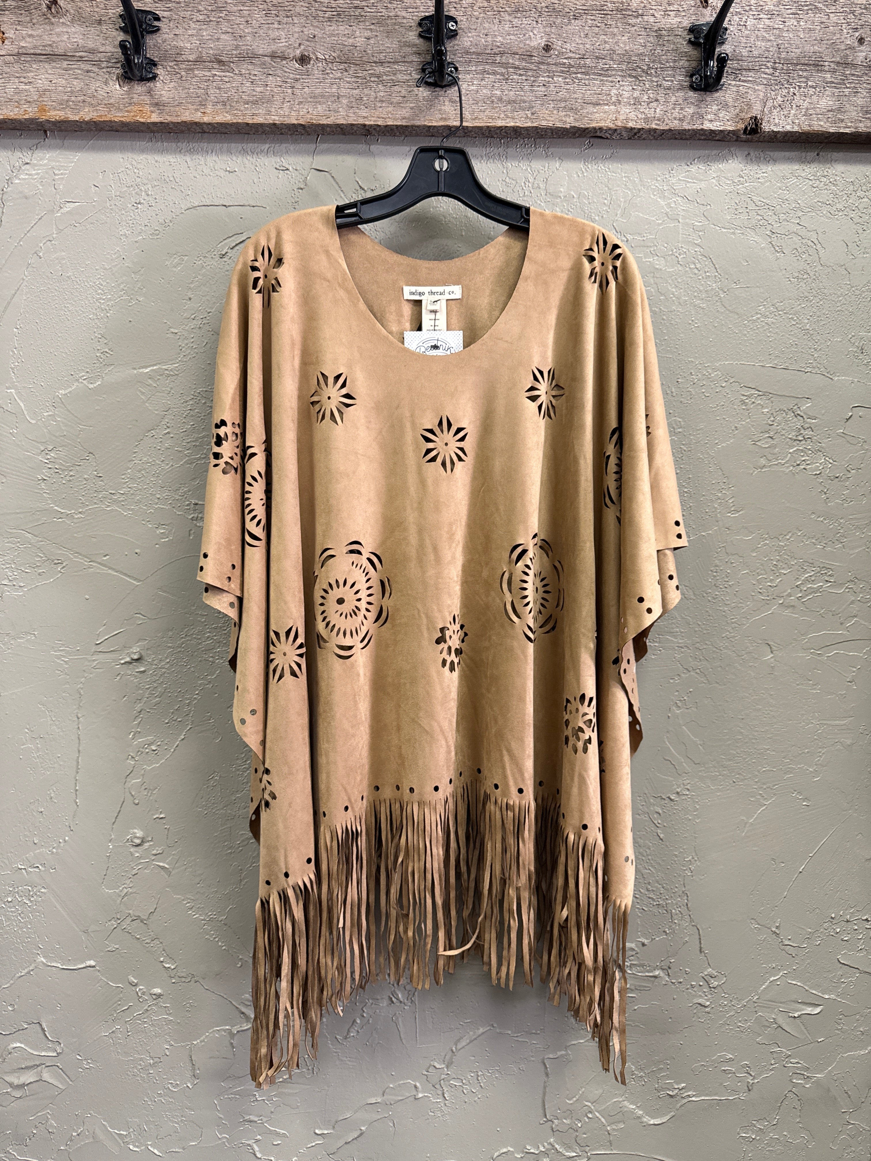 NWOT Indigo Thread Cutout Poncho