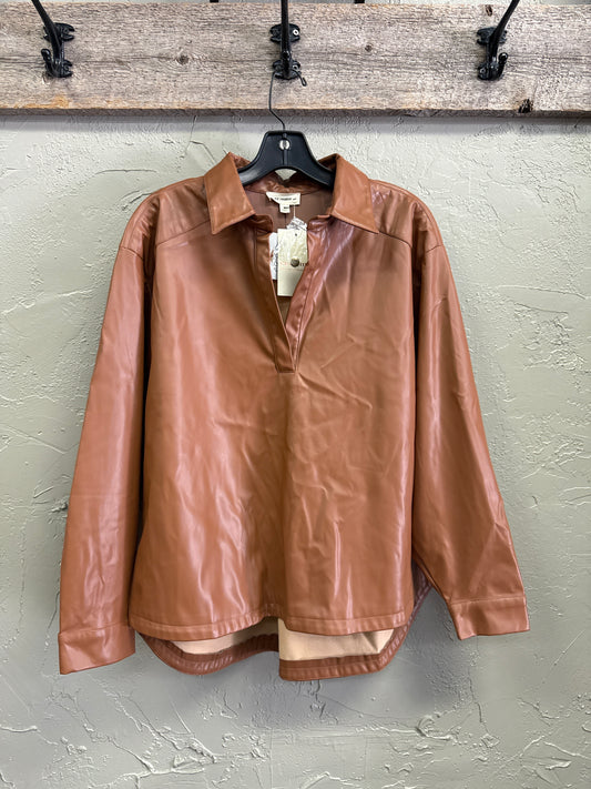 NWT EE:SOME VEGAN LEATHER SHIRT
