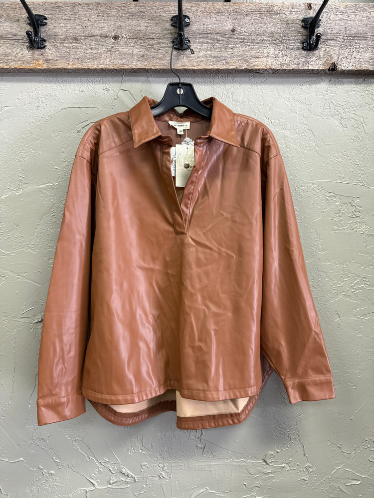 NWT EE:SOME VEGAN LEATHER SHIRT