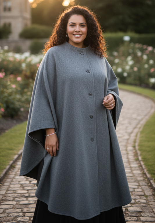 WOOL BUTTON FRONT CAPE