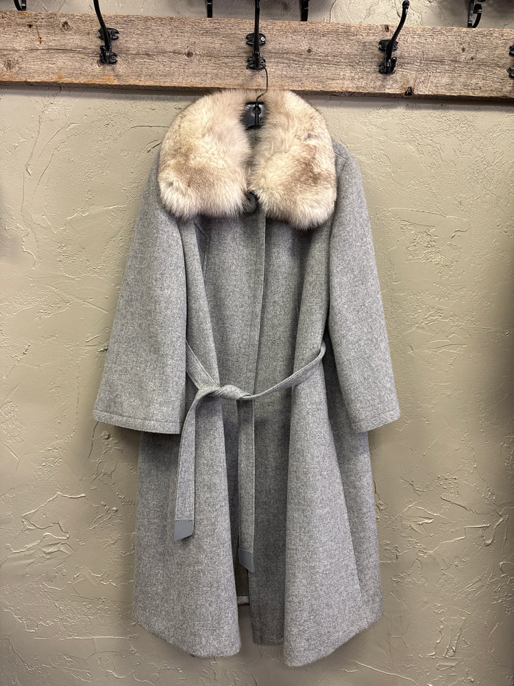VTG WOOL COAT WITH FUR COLLAR