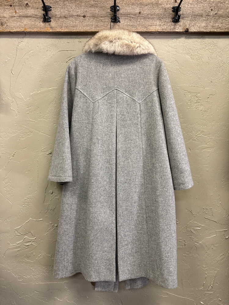 VTG WOOL COAT WITH FUR COLLAR
