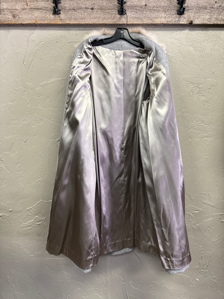 VTG WOOL COAT WITH FUR COLLAR