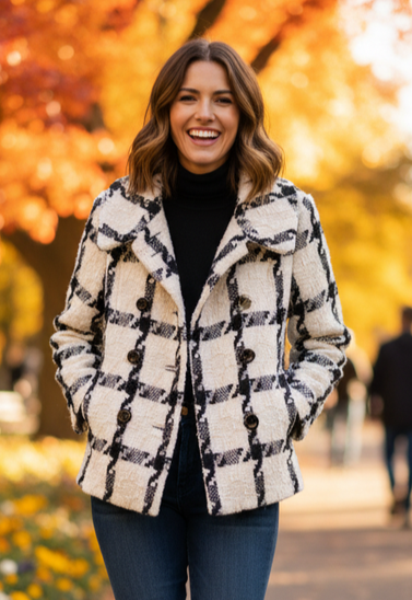 WHBM TWEED WOOL PEA COAT