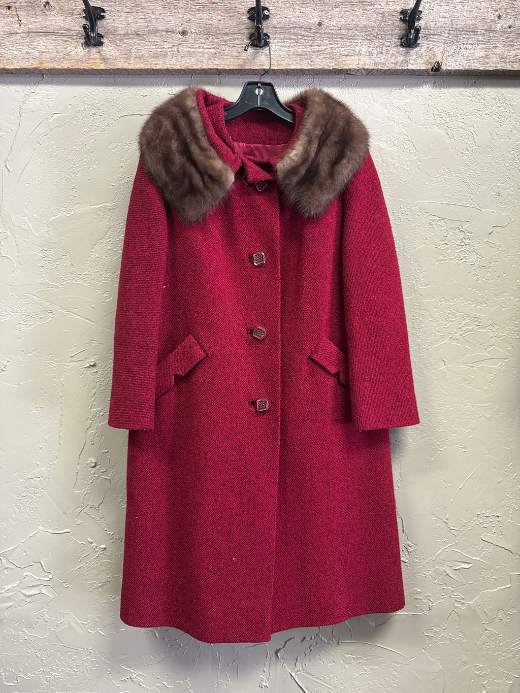Vtg 60s Boucle Wool Coat