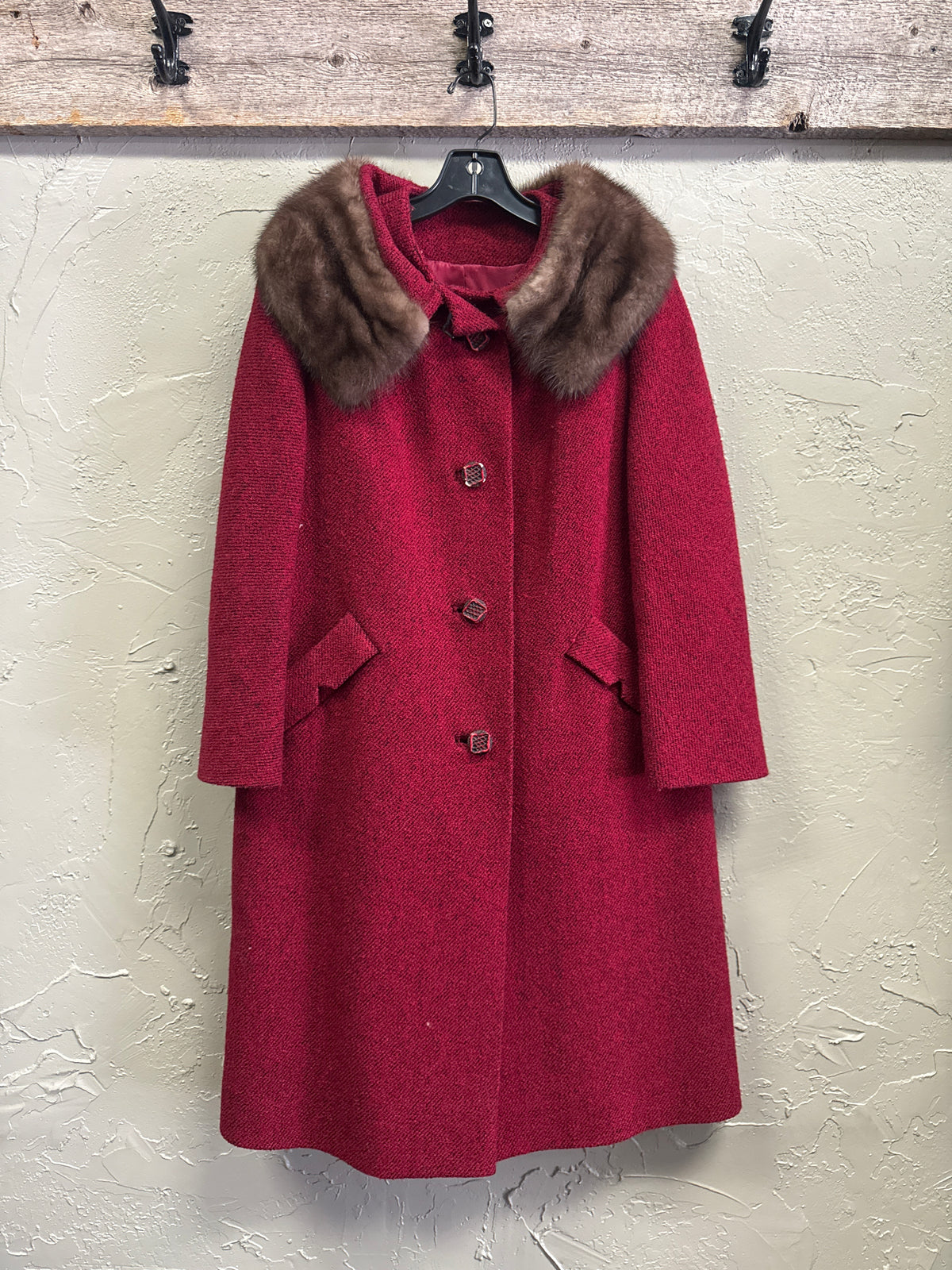 Vtg 60s Boucle Wool Coat